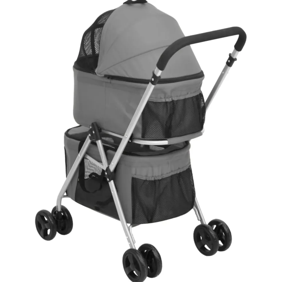 vidaXL Hondenwagen 2-laags inklapbaar 83x48x97 cm oxford stof grijs