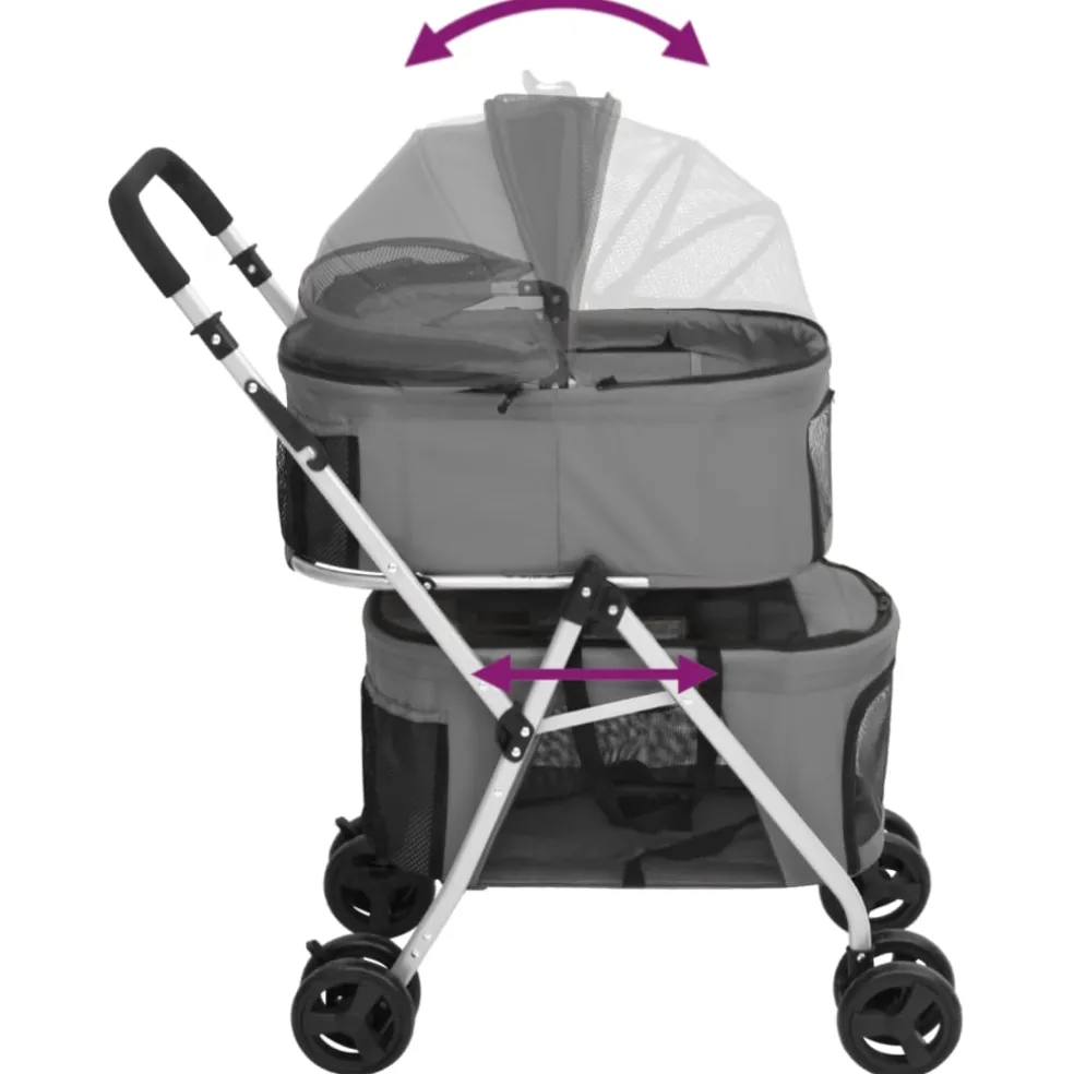 vidaXL Hondenwagen 2-laags inklapbaar 83x48x97 cm oxford stof grijs