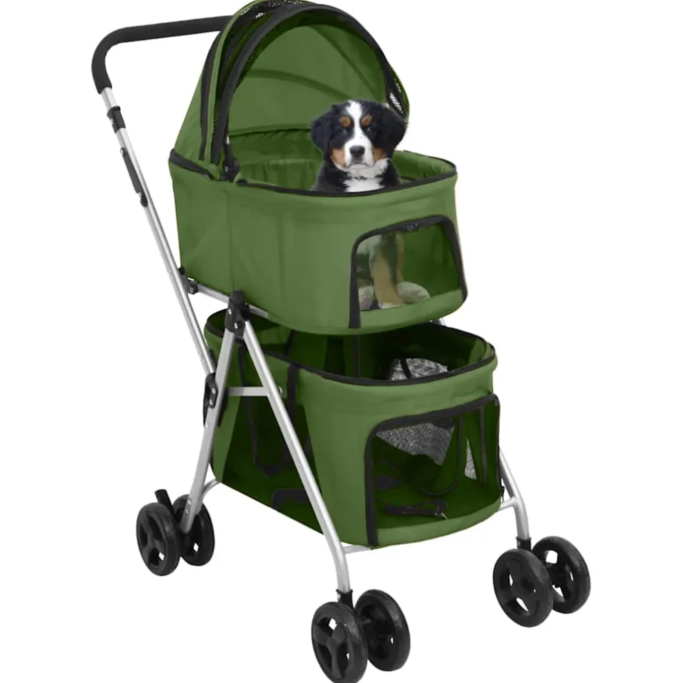 vidaXL Hondenwagen 2-laags inklapbaar 83x48x97 cm oxford stof groen