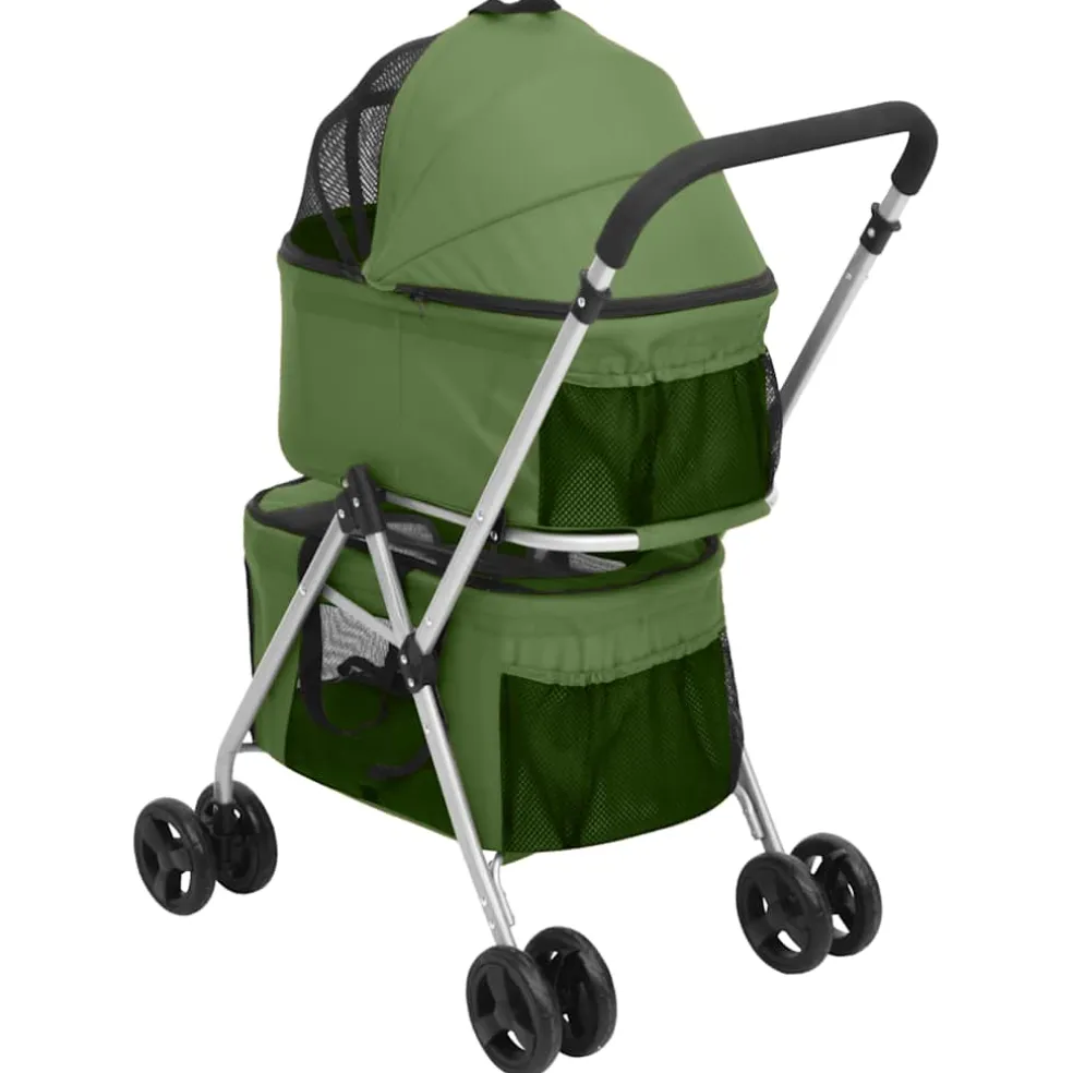 vidaXL Hondenwagen 2-laags inklapbaar 83x48x97 cm oxford stof groen
