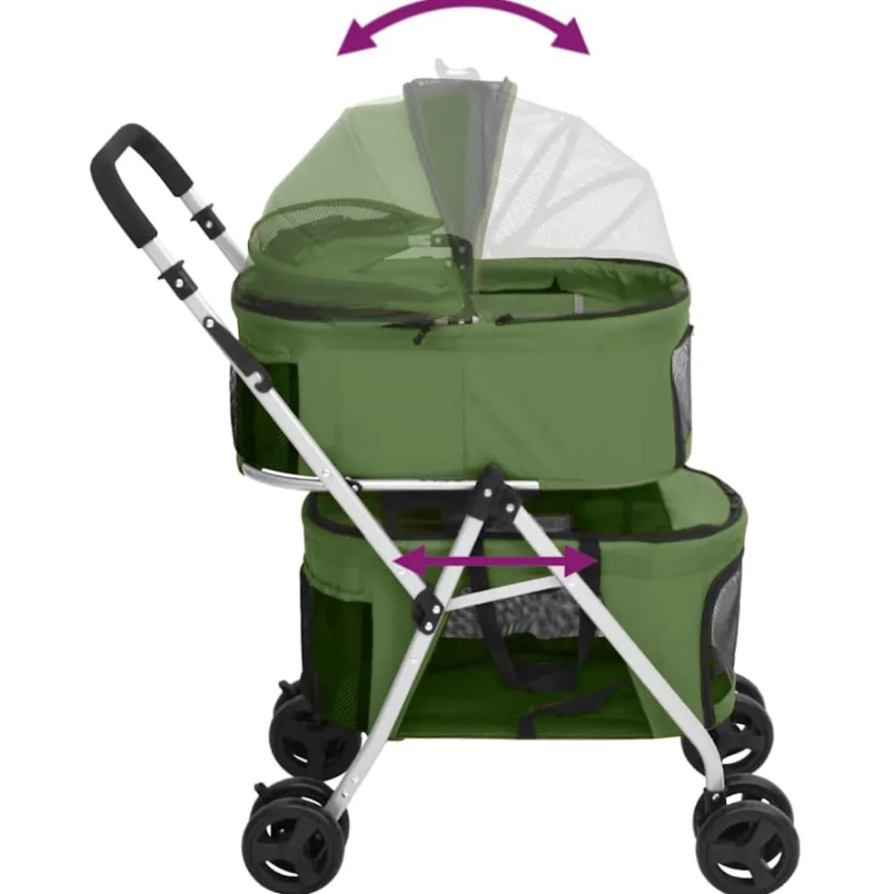 vidaXL Hondenwagen 2-laags inklapbaar 83x48x97 cm oxford stof groen