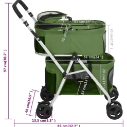 vidaXL Hondenwagen 2-laags inklapbaar 83x48x97 cm oxford stof groen