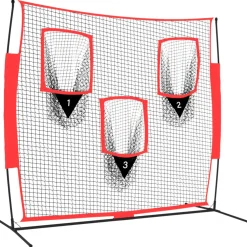 vidaXL Honkbalnet draagbaar 183x105x183 cm Polyester zwart en rood