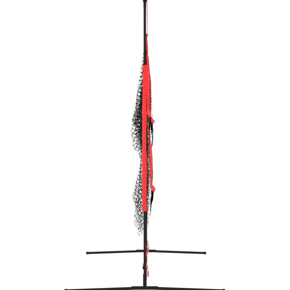 vidaXL Honkbalnet draagbaar 183x105x183 cm Polyester zwart en rood