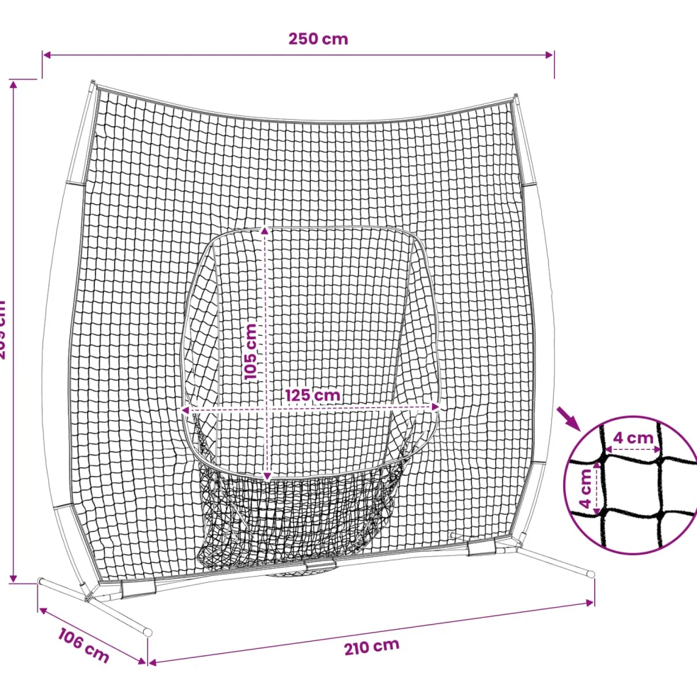 vidaXL Honkbaloefennet Zwart 250 x 106 x 209 cm Polyester