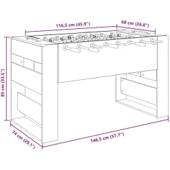 vidaXL Honkbaltafel Zwarte Eik 146,5 x 74 x 85 cm Bewerkt hout