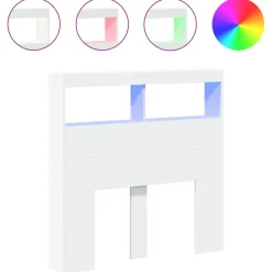 vidaXL Hoofdbordkast met LED-verlichting 100x17x102 cm wit