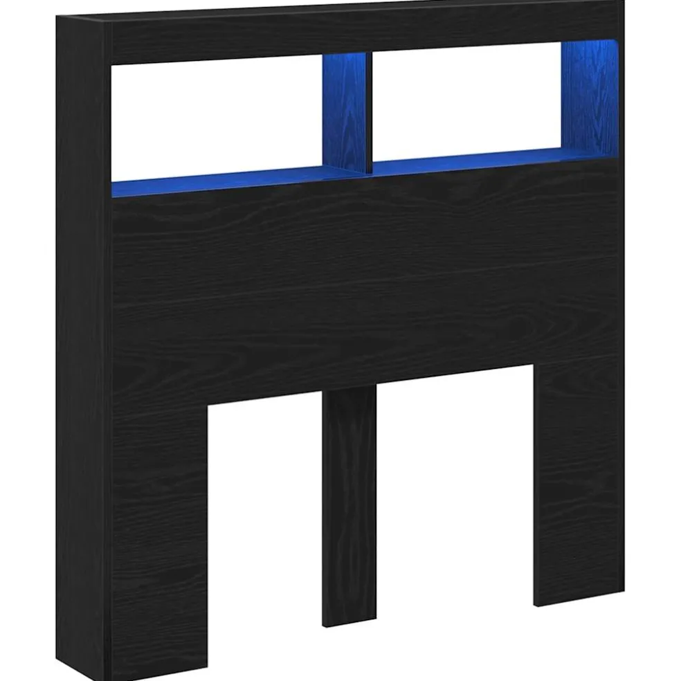 vidaXL Hoofdbordkast met LED 100x17x102 cm zwart eikenkleurig