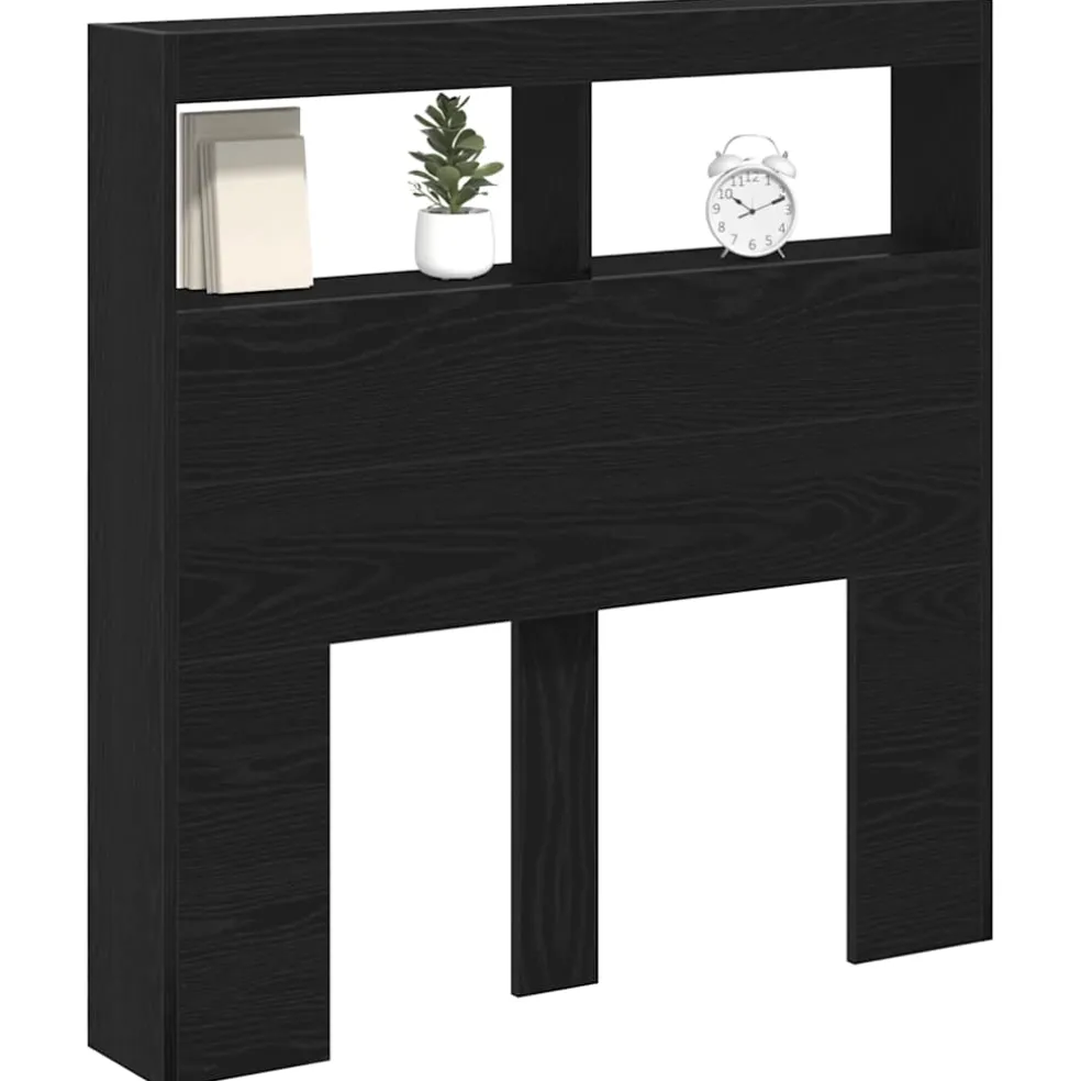 vidaXL Hoofdbordkast met LED 100x17x102 cm zwart eikenkleurig