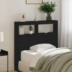vidaXL Hoofdbordkast met LED 100x17x102 cm zwart eikenkleurig