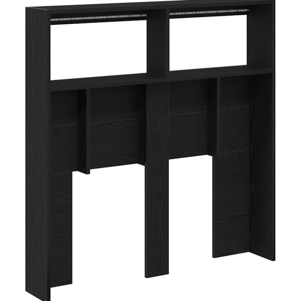 vidaXL Hoofdbordkast met LED 100x17x102 cm zwart eikenkleurig