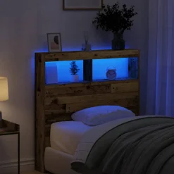 vidaXL Hoofdbordkast met LED 100x17x102 cm oud hout