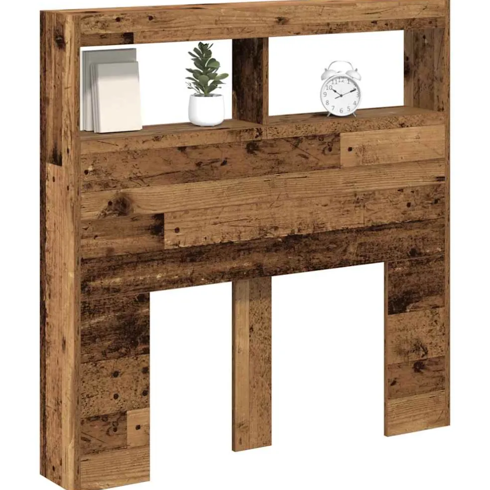 vidaXL Hoofdbordkast met LED 100x17x102 cm oud hout