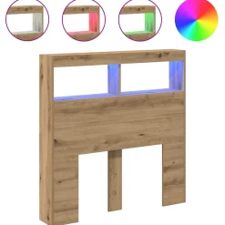 vidaXL Hoofdbordkast met LED 100x17x102 cm artisan eikenkleurig