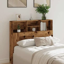 vidaXL Hoofdbordkast 120x19x103,5 cm bewerkt hout oud houtkleurig