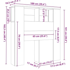 vidaXL Hoofdbordkast 100x18,5x102,5 cm sonoma eikenkleurig