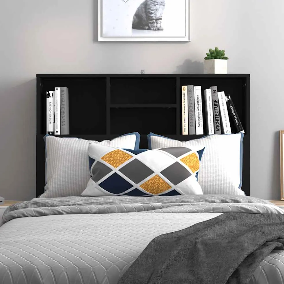 vidaXL Hoofdbordkast 100x19x103,5 cm zwart