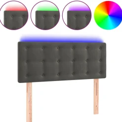 vidaXL Hoofdbord LED 80x5x78/88 cm fluweel donkergrijs