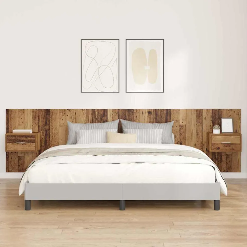 vidaXL Hoofdbord Met Kast 3 st Oud Hout Bewerkt hout