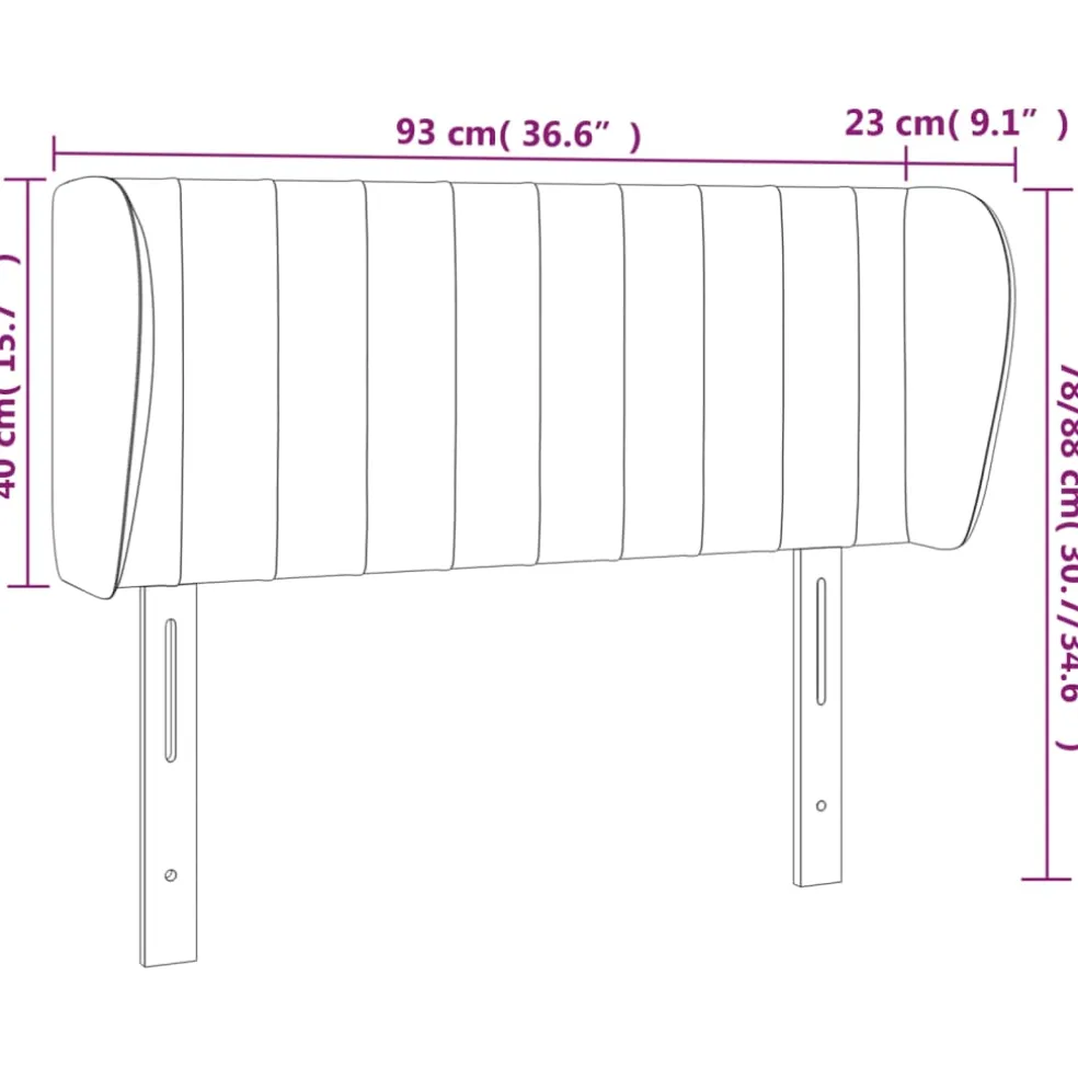 vidaXL Hoofdbord met randen 93x23x78/88 cm fluweel lichtgrijs