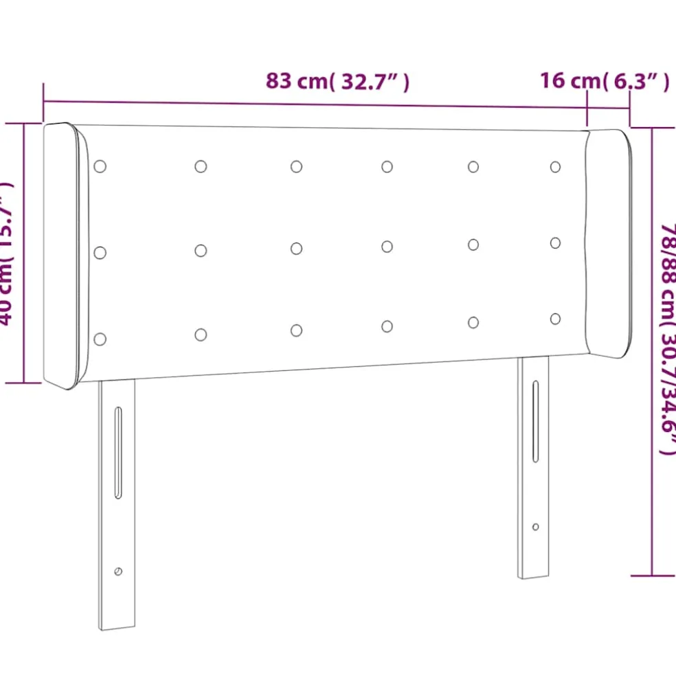 vidaXL Hoofdbord met randen 83x16x78/88 cm fluweel donkergroen