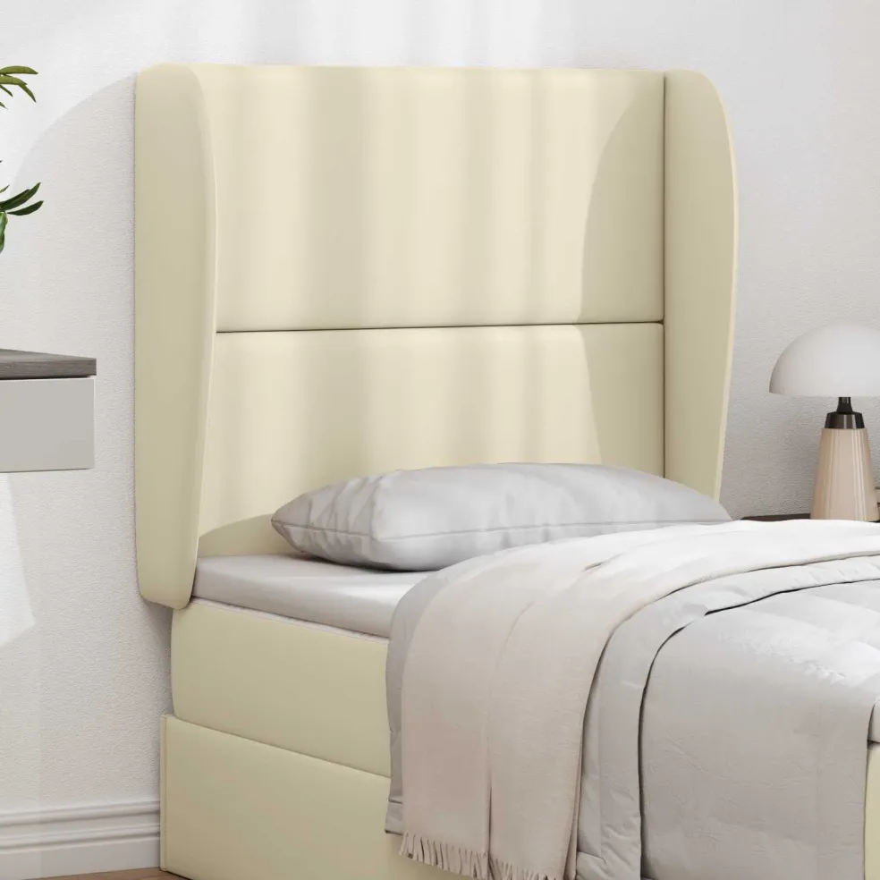 vidaXL Hoofdbord oor Crème PVC