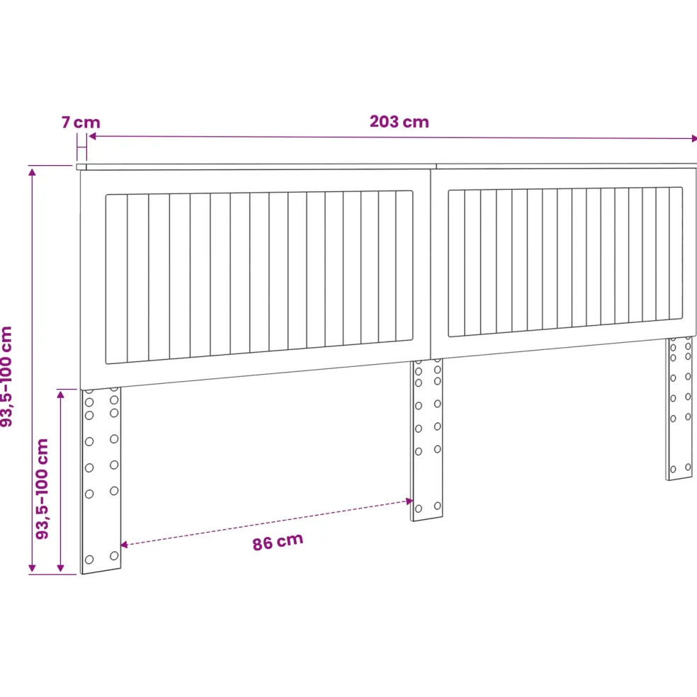 vidaXL Hoofdbord Wit Bewerkt hout