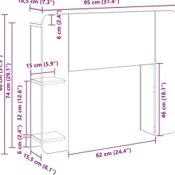 vidaXL Hoofdeinde kas Artisanaal eiken 80 cm Bewerkt hout