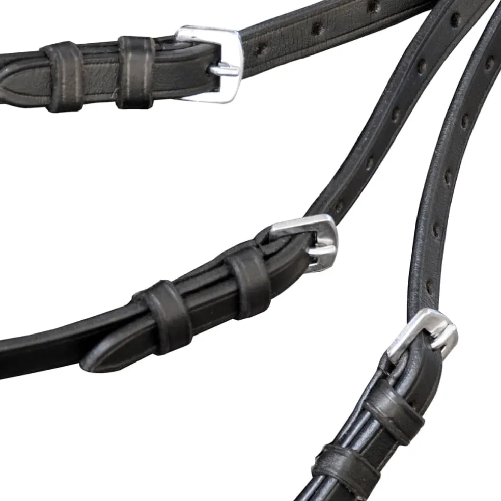 vidaXL Hoofdstel leer met gecombineerde neusriem, teugels en bit zwart cob