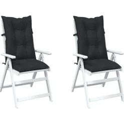 vidaXL Hooge Rug Stoelkussens Set 2 st Polyester Melange Zwart