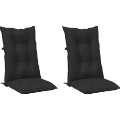 vidaXL Hooge Rug Stoelkussens Set 2 st Polyester Melange Zwart