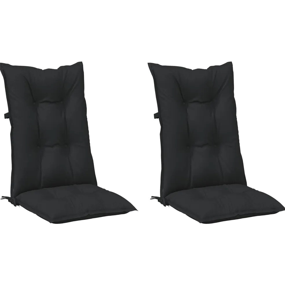 vidaXL Hooge Rug Stoelkussens Set 2 st Polyester Melange Zwart