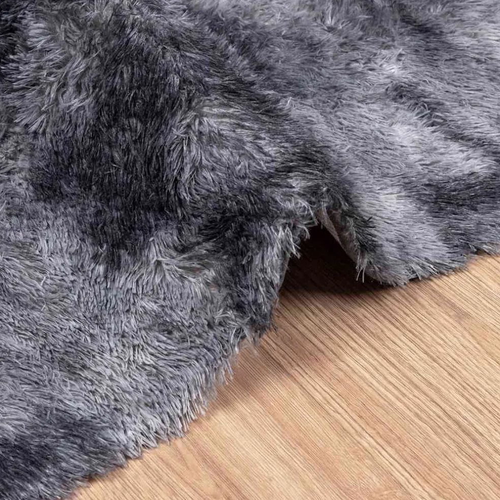 vidaXL Hoogpolig vloerkleed NAVARRA 60x100 cm polyester donkergrijs