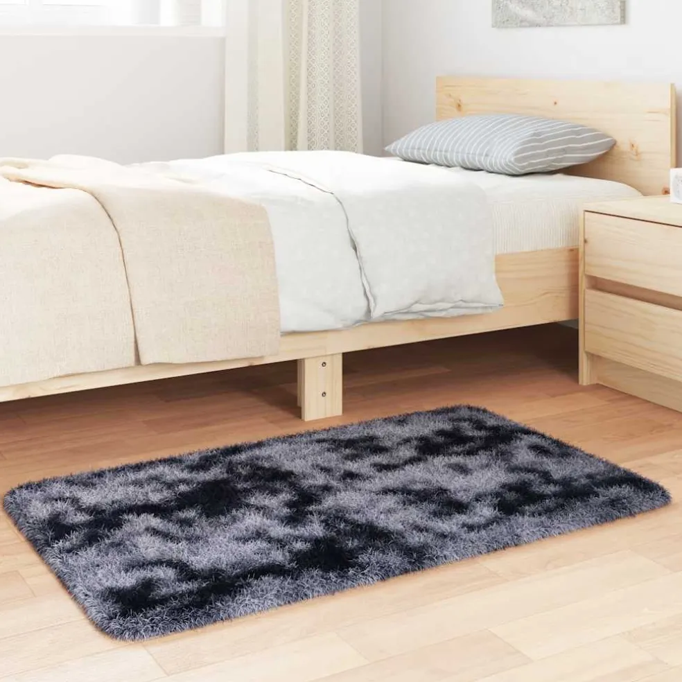 vidaXL Hoogpolig vloerkleed NAVARRA 60x100 cm polyester donkergrijs