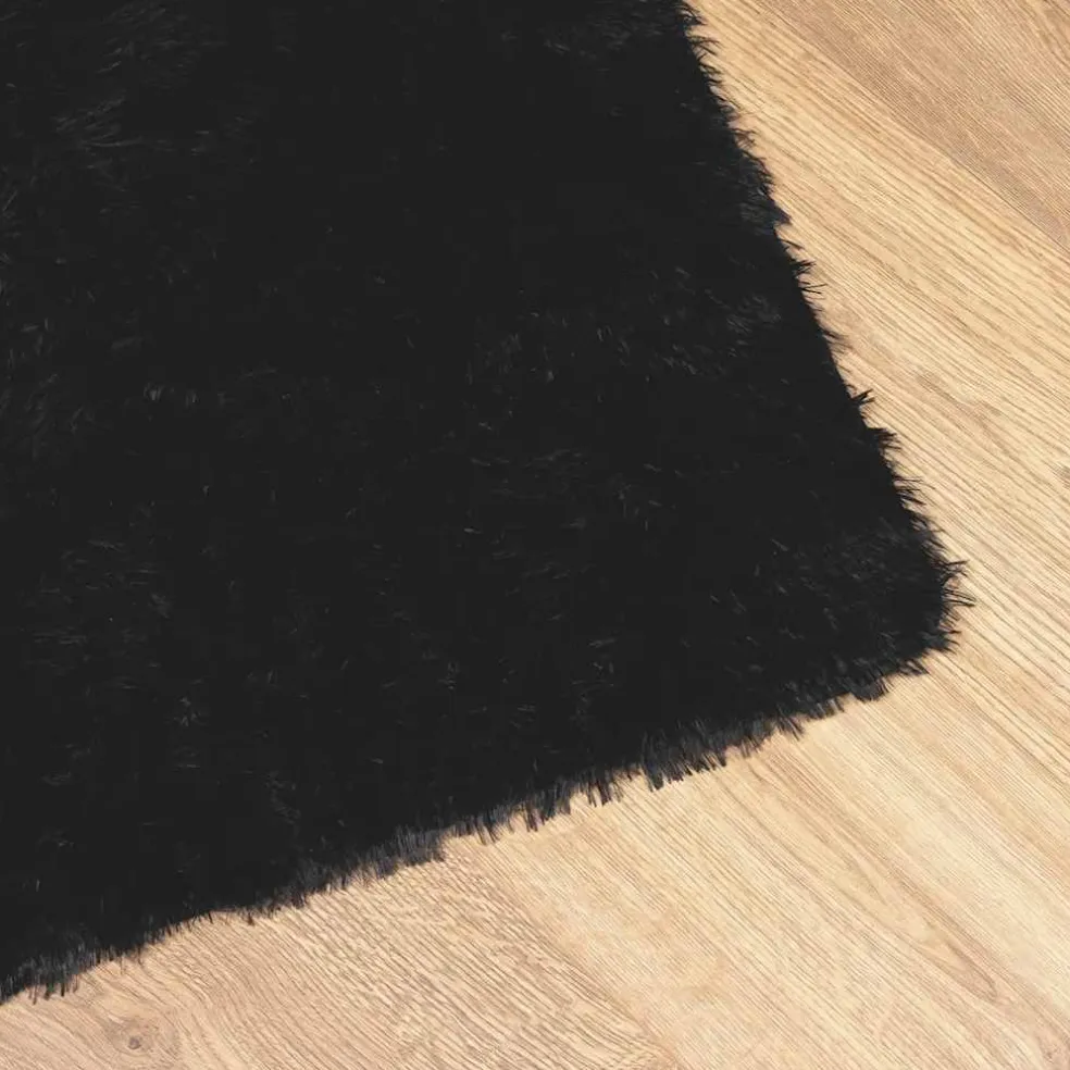vidaXL Hoogpolig vloerkleed NAVARRA 60x100 cm polyester zwart