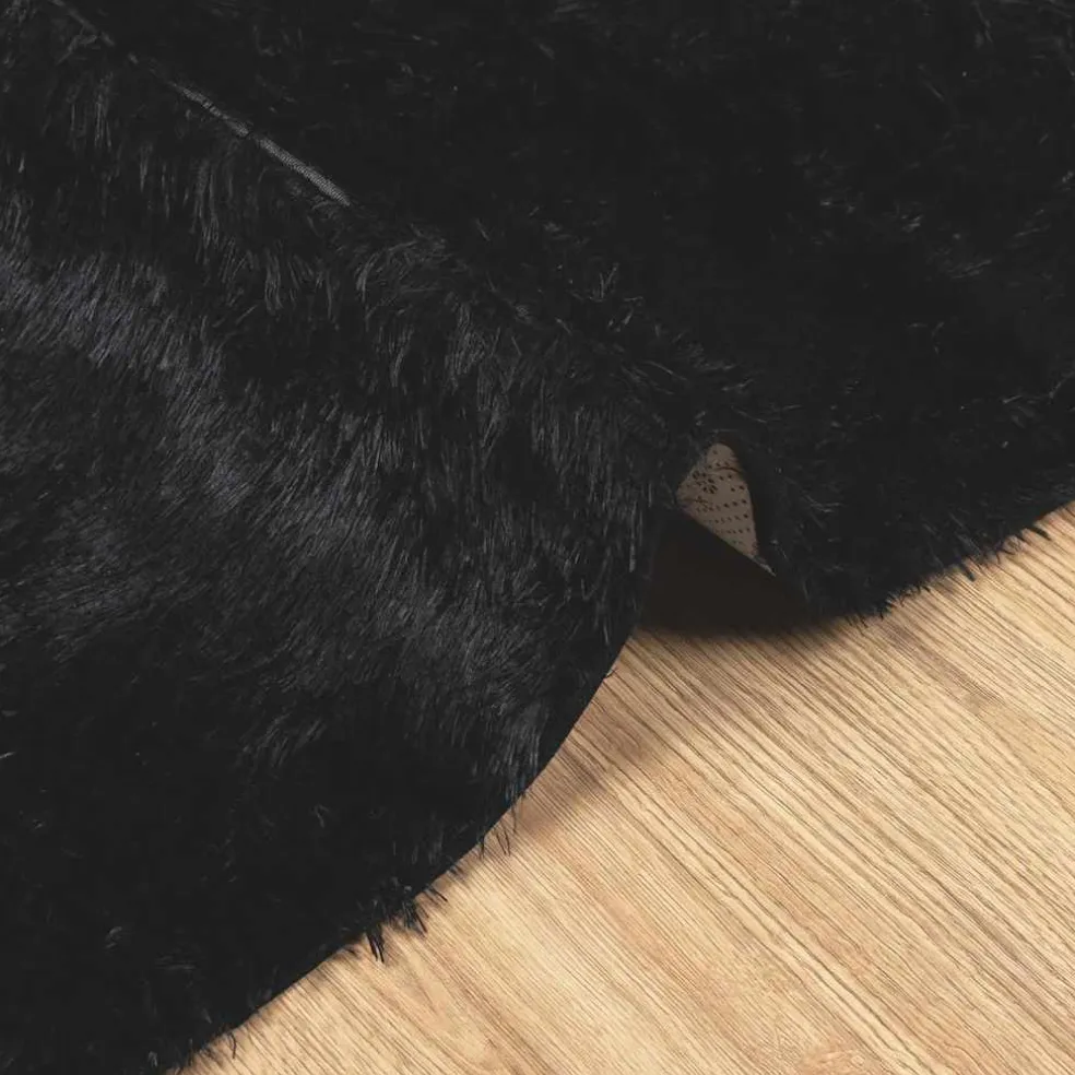 vidaXL Hoogpolig vloerkleed NAVARRA 60x100 cm polyester zwart
