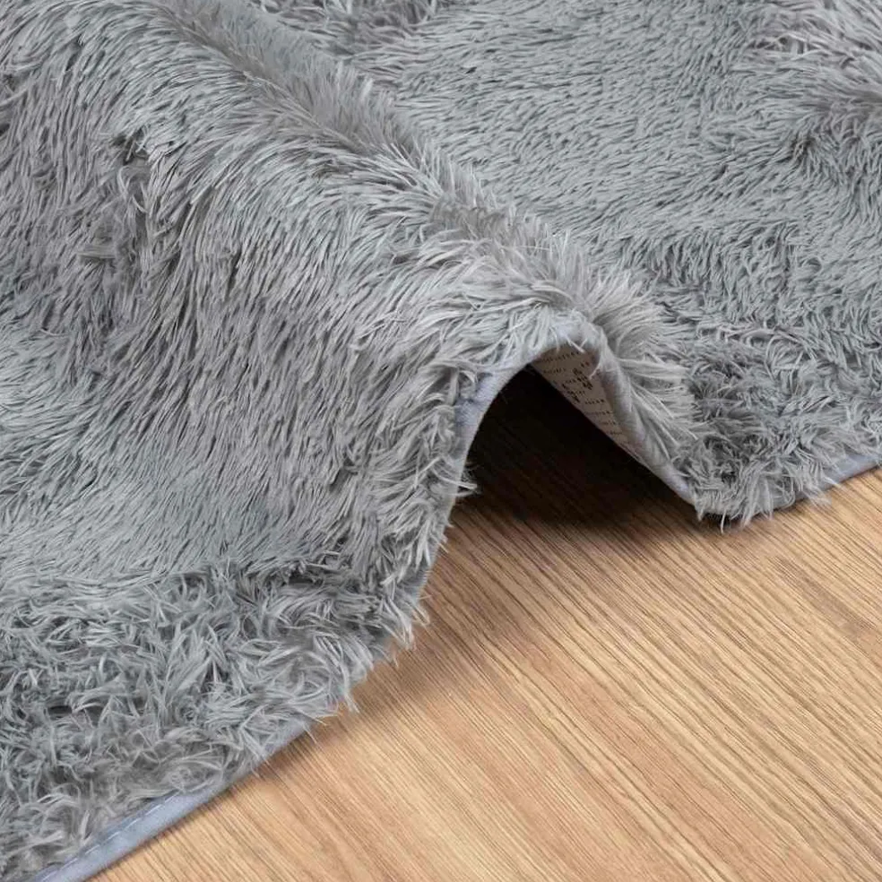 vidaXL Hoogpolig vloerkleed NAVARRA 60x100 cm polyester lichtgrijs