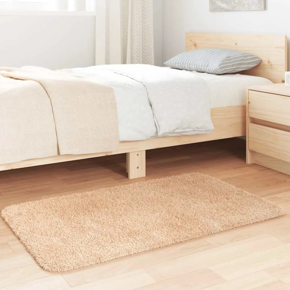 vidaXL Hoogpolig vloerkleed NAVARRA 60x100 cm polyester beige