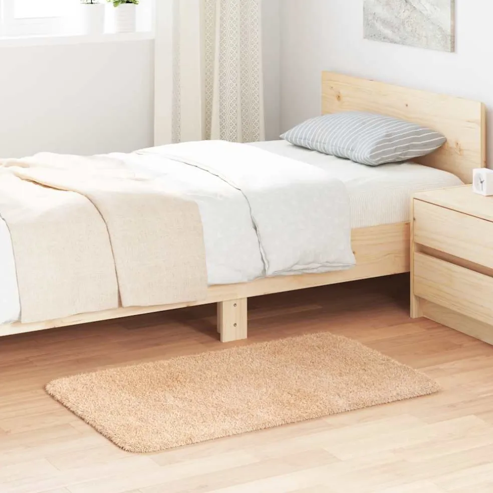 vidaXL Hoogpolig vloerkleed NAVARRA 60x100 cm polyester beige