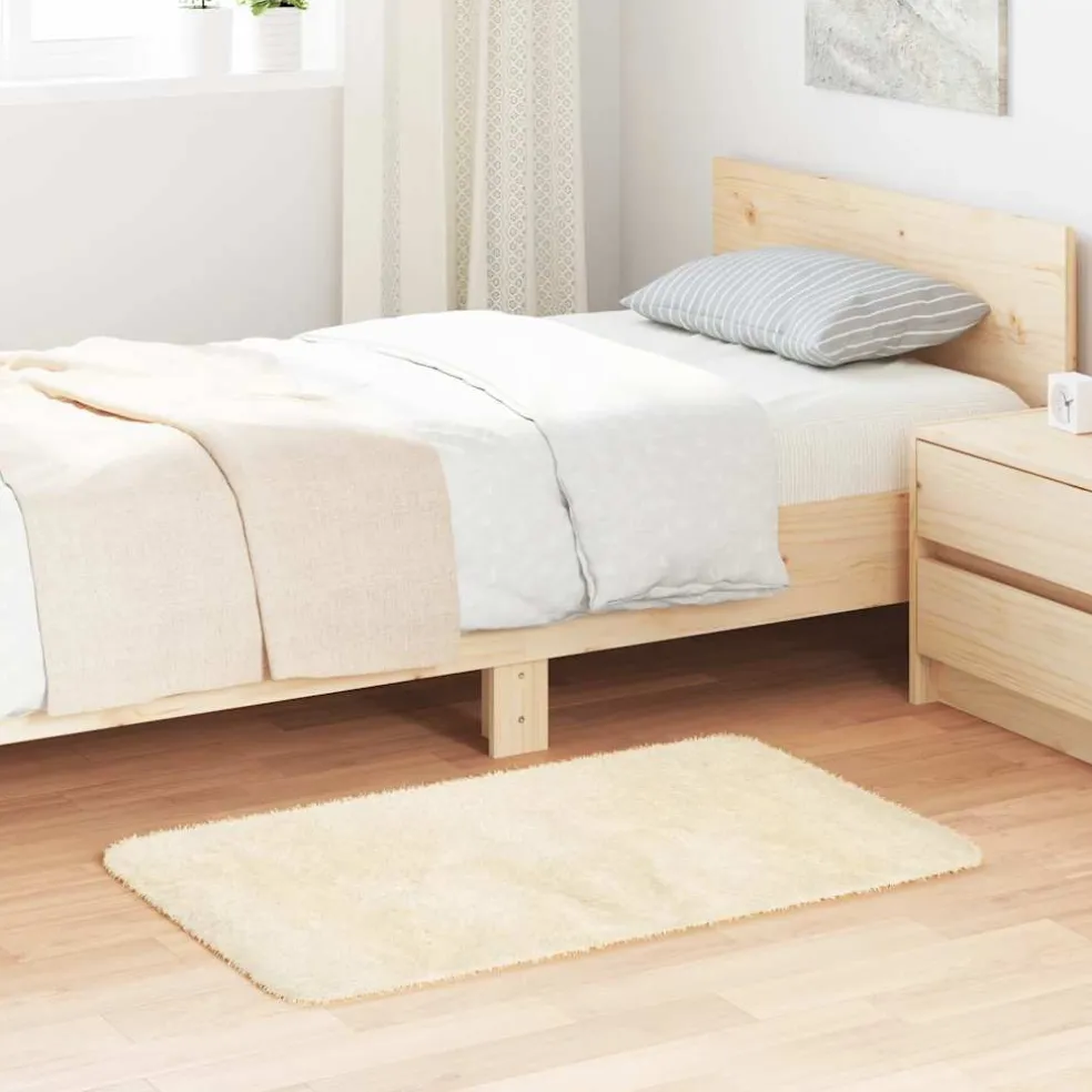 vidaXL Hoogpolig vloerkleed NAVARRA 60x100 cm polyester crèmekleurig