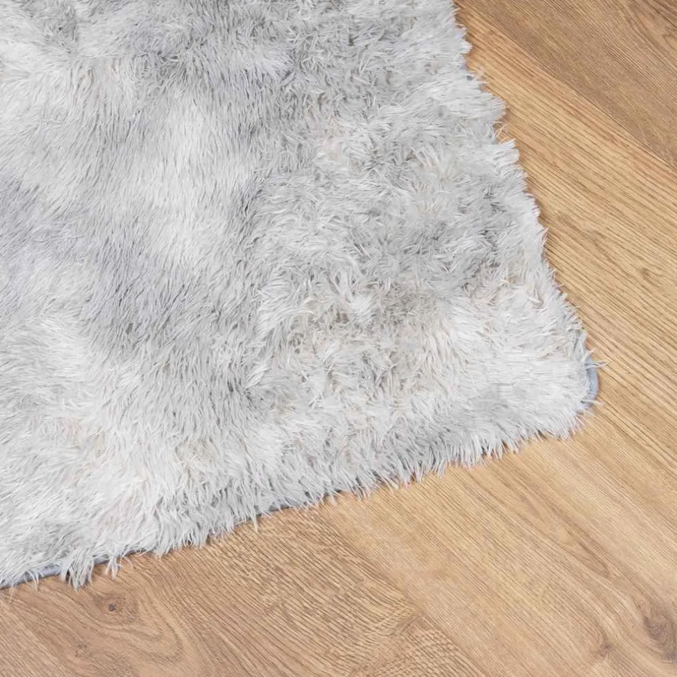 vidaXL Hoogpolig vloerkleed NAVARRA 60x100 cm polyester zilvergrijs