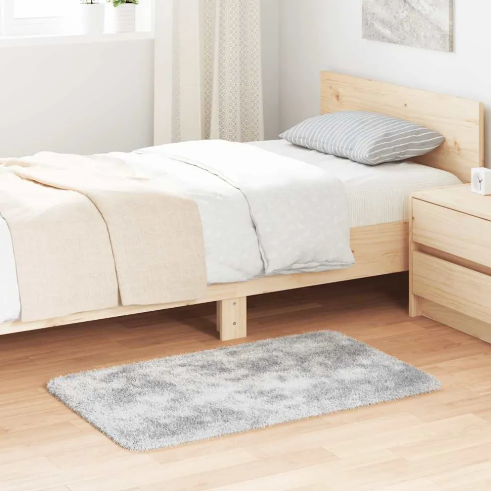 vidaXL Hoogpolig vloerkleed NAVARRA 60x100 cm polyester zilvergrijs