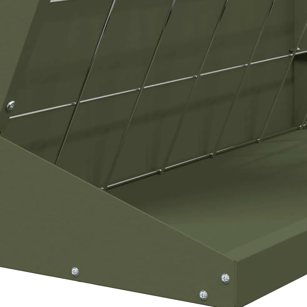 vidaXL Hooi Feeder Olijfgroen 71 x 33 x 70 cm 5 kg Koudgewalst Staal