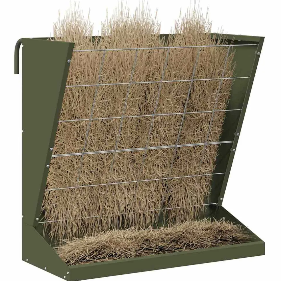 vidaXL Hooi Feeder Olijfgroen 71 x 33 x 70 cm 5 kg Koudgewalst Staal