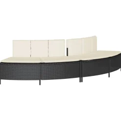 vidaXL Hottub-bankjes met kussens 2 st poly rattan zwart