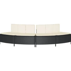 vidaXL Hottub-bankjes met kussens 2 st poly rattan zwart