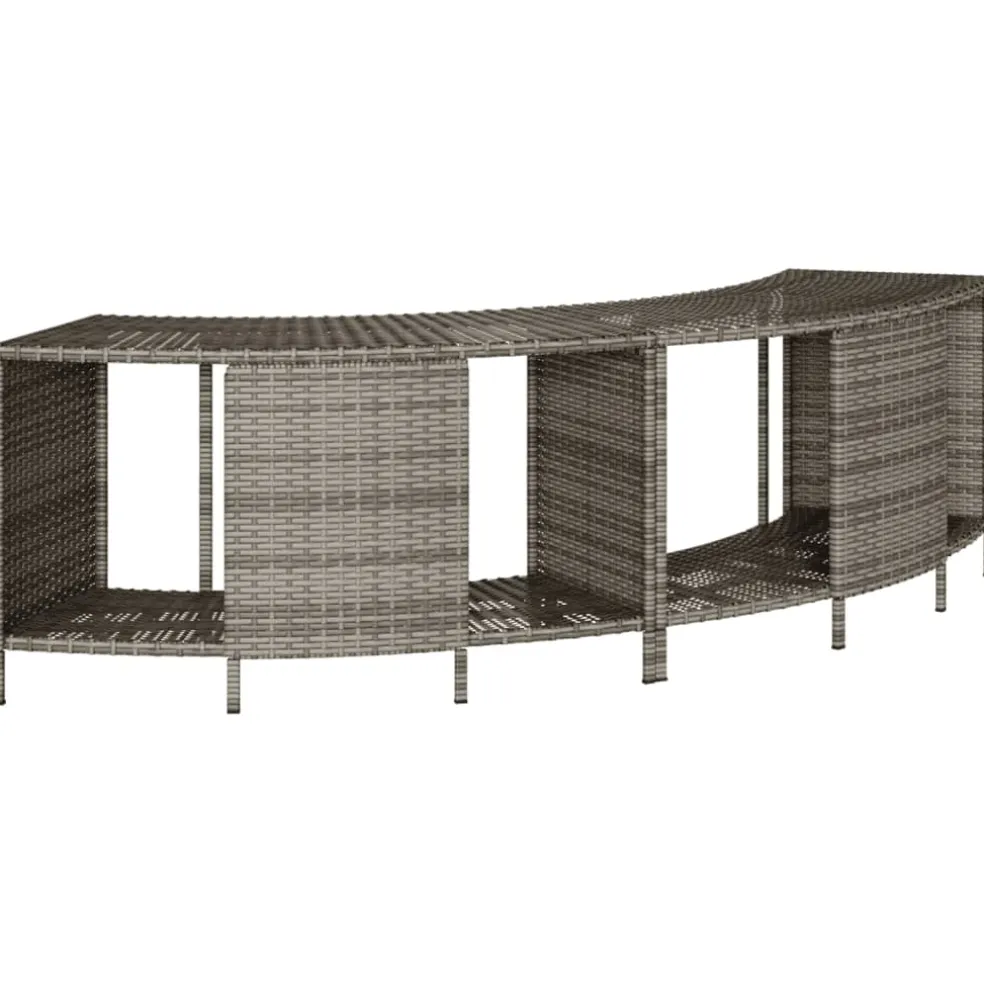 vidaXL Hottub-ombouw poly rattan massief acaciahout grijs