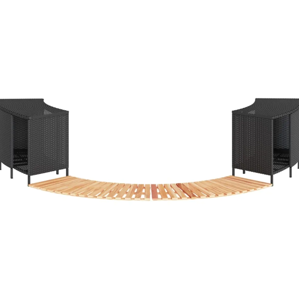 vidaXL Hottub-ombouw poly rattan en massief acaciahout zwart