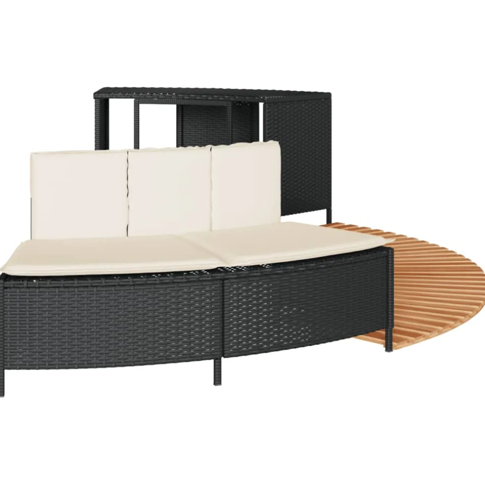 vidaXL Hottub-ombouw poly rattan en massief acaciahout zwart