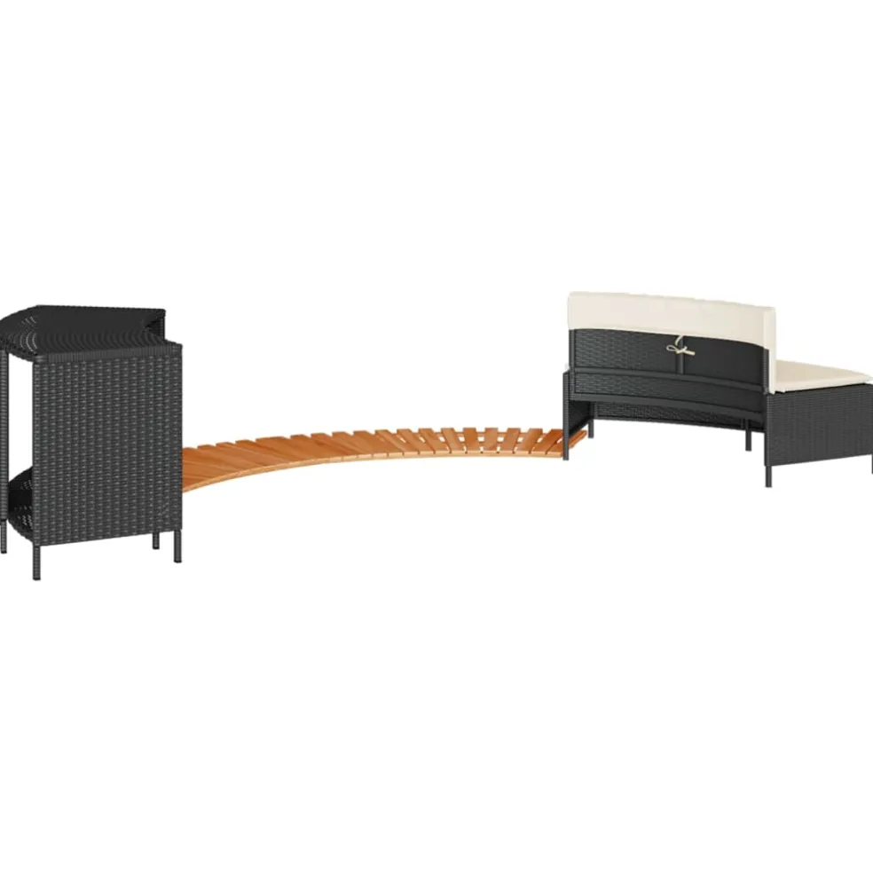 vidaXL Hottub-ombouw poly rattan en massief acaciahout zwart